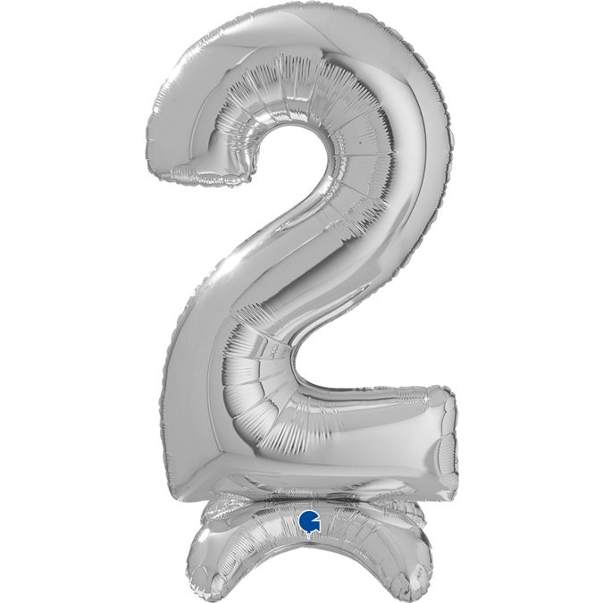 Folienballon Zahl 2 Silber, 65cm
