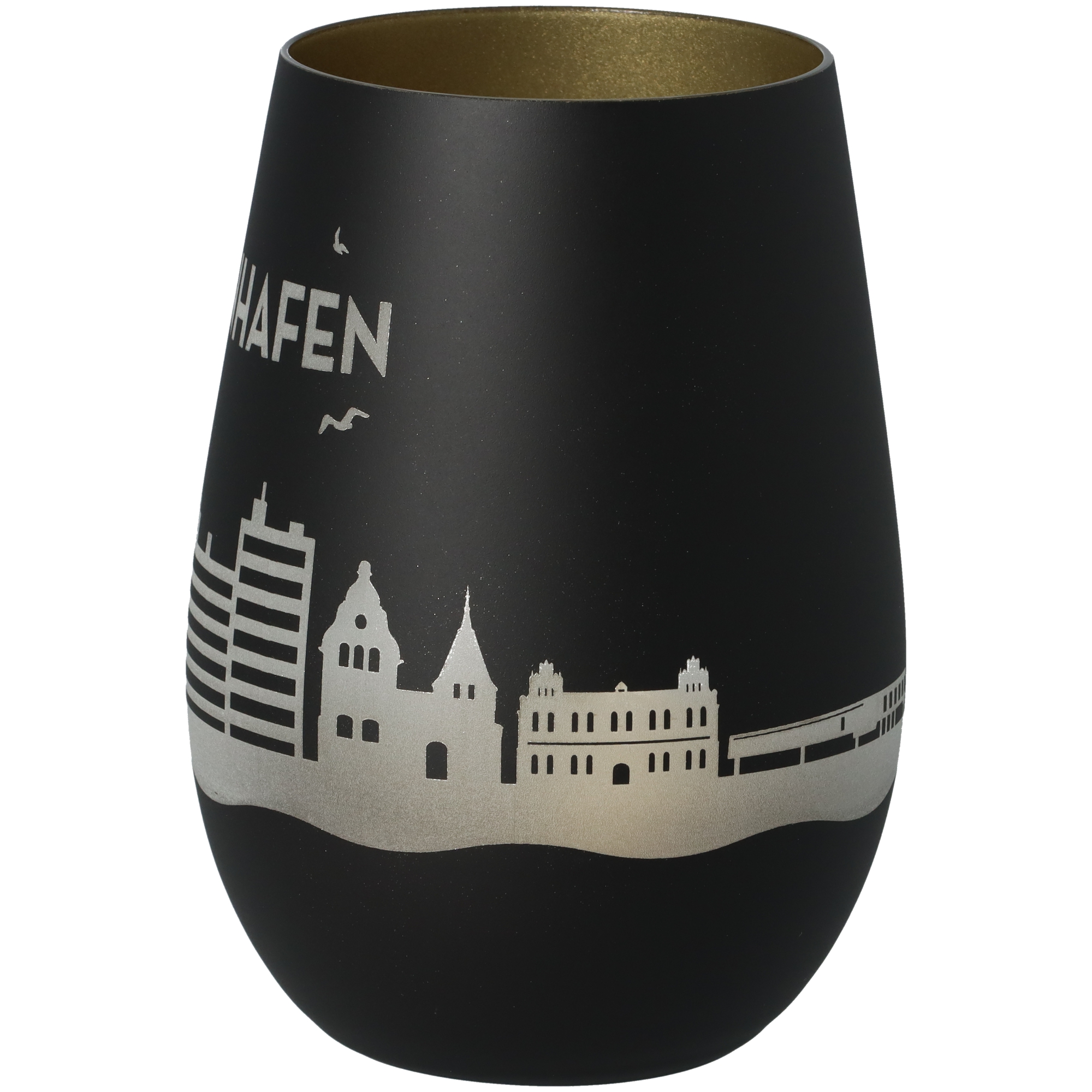 Windlicht Skyline Heiligenhafen Schwarz/Gold Windlicht Skyline Heiligenhafen Schwarz/Gold