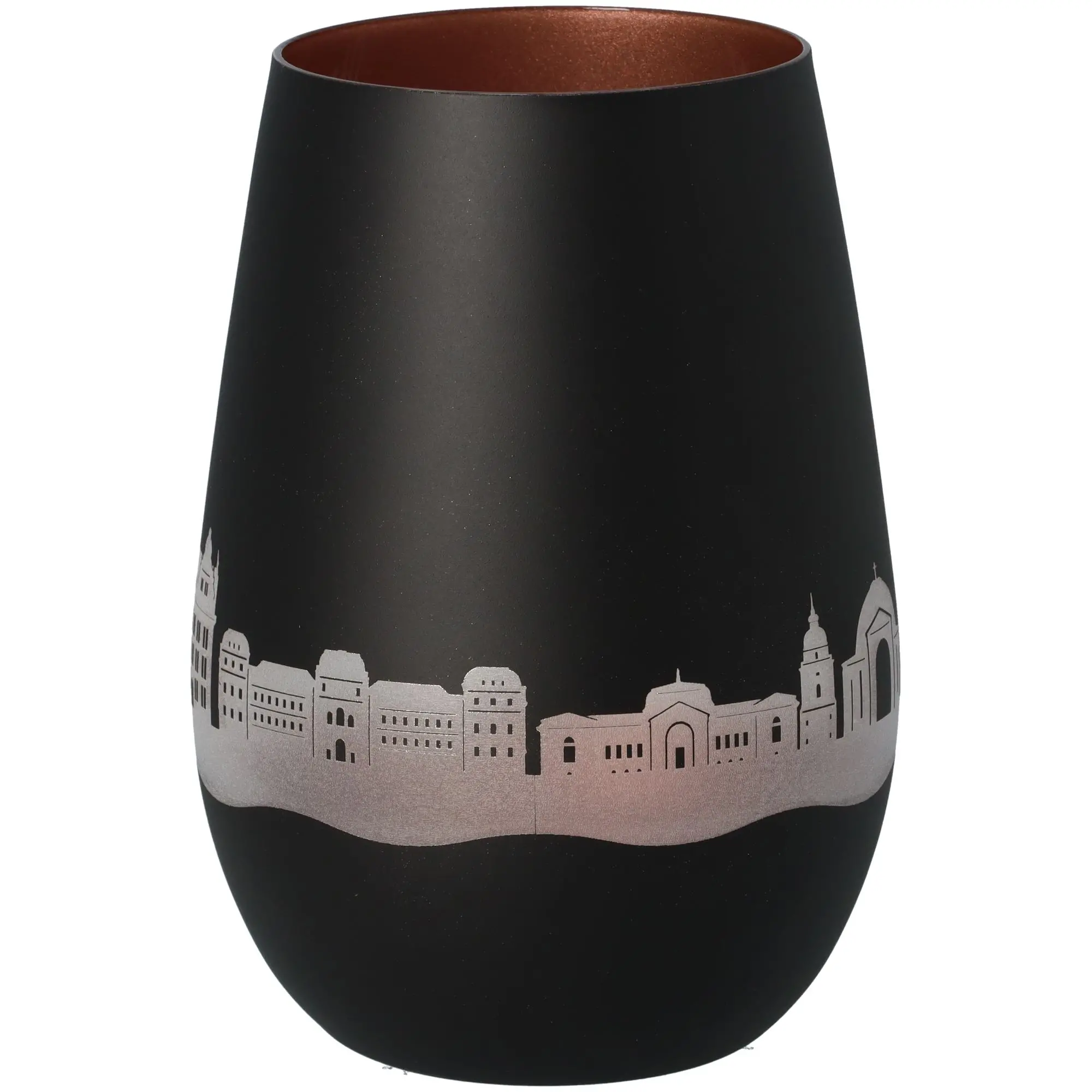 Windlicht Skyline Darmstadt Schwarz/Bronze