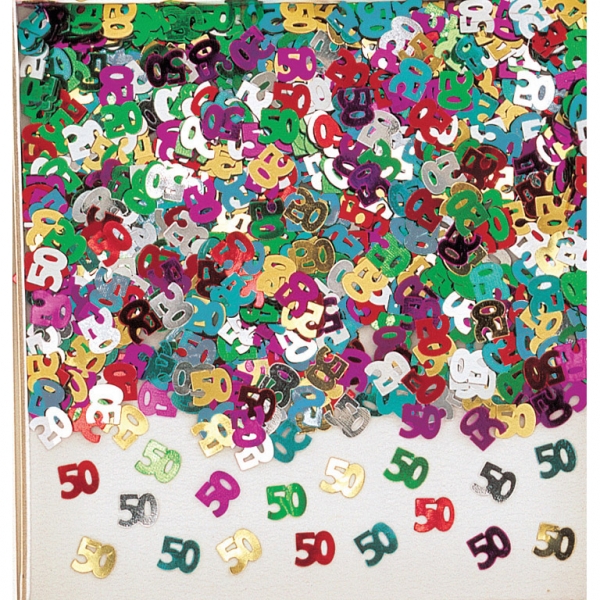 Konfetti "50. Geburtstag", Bunt Konfetti "50. Geburtstag", Bunt