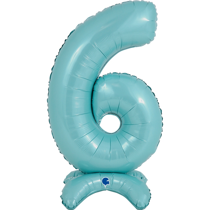 Folienballon Zahl 6 Pastell Blau, 65cm Folienballon Zahl 6 Pastell Blau, 65cm