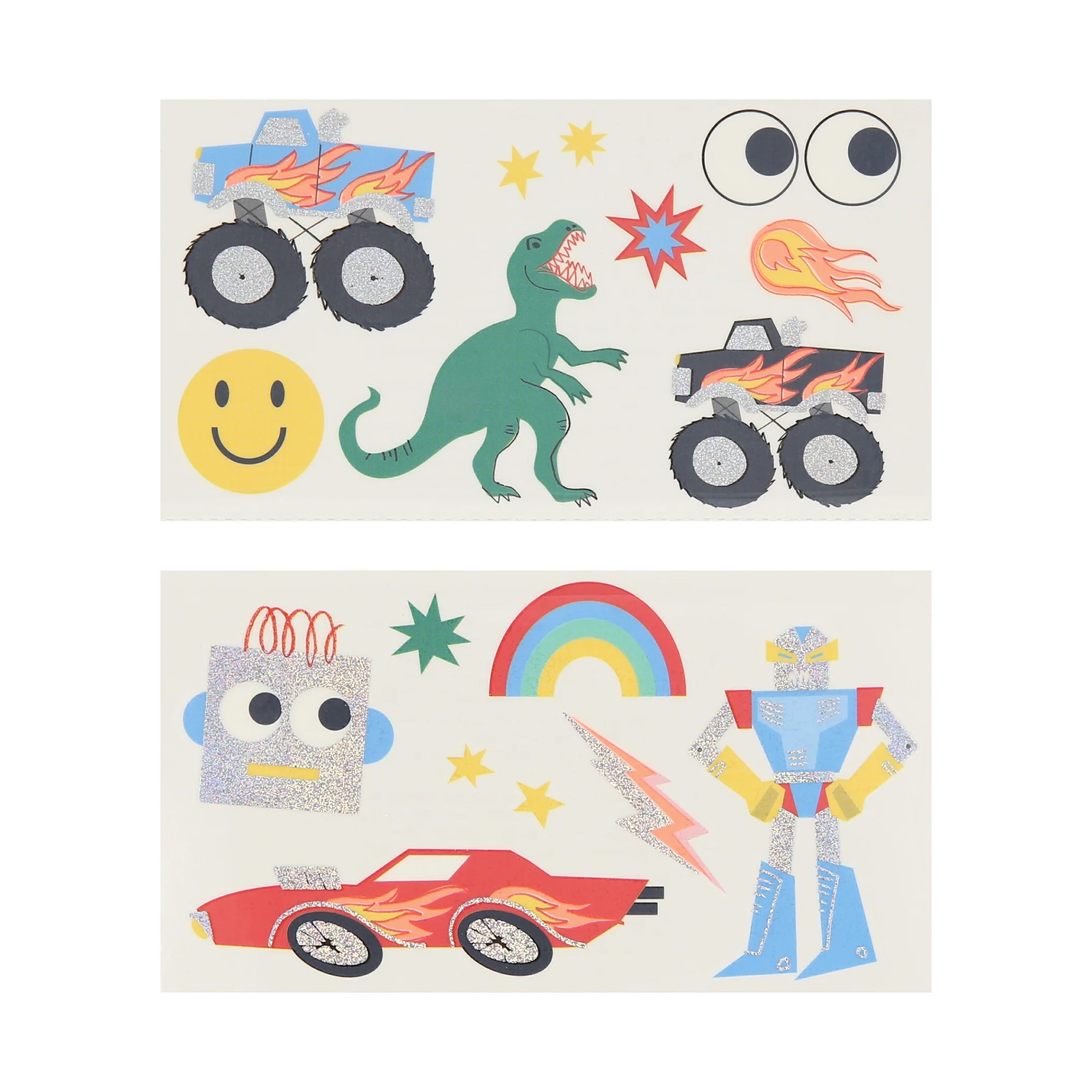 Meri Meri - Tattoos "Spielzeugkiste" Maschine, Rad, Kunst, Malerei