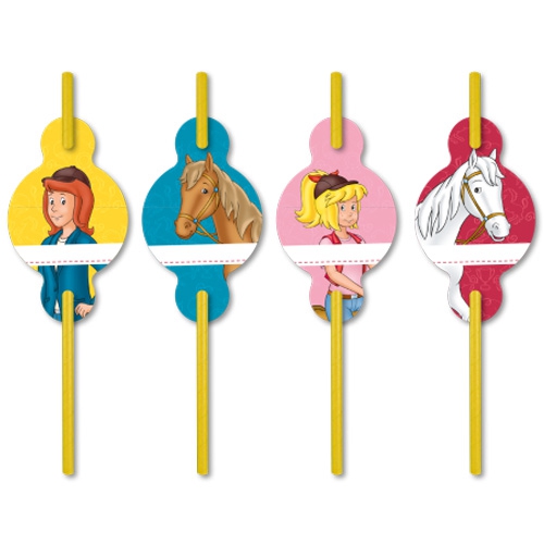 Bibi & Tina - 8 Papier Trinkhalme mit Namensschild Essen, Süßigkeiten, Person, Bonbons