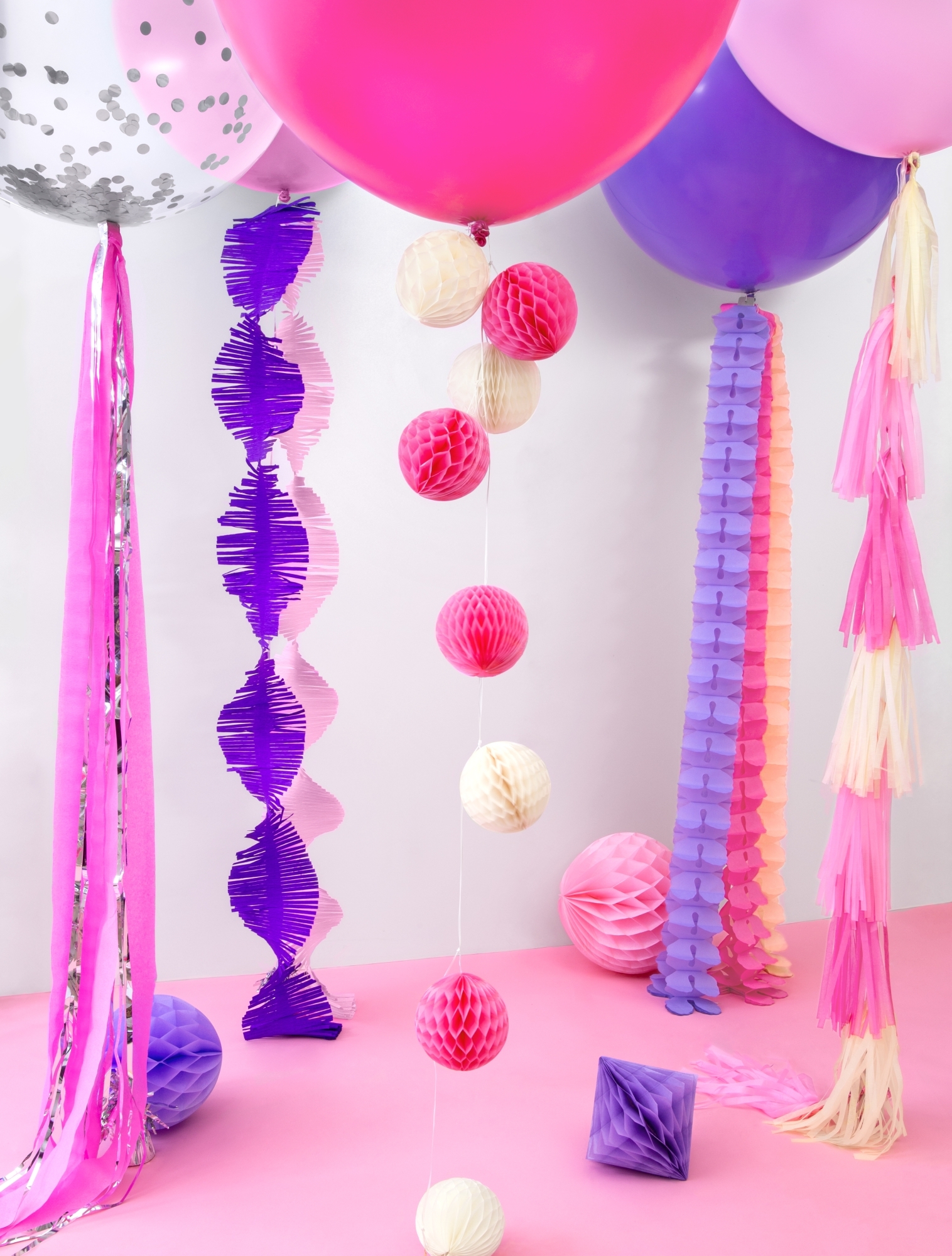Tasselgirlande Pink, Rosa, Creme- 12 Tassel