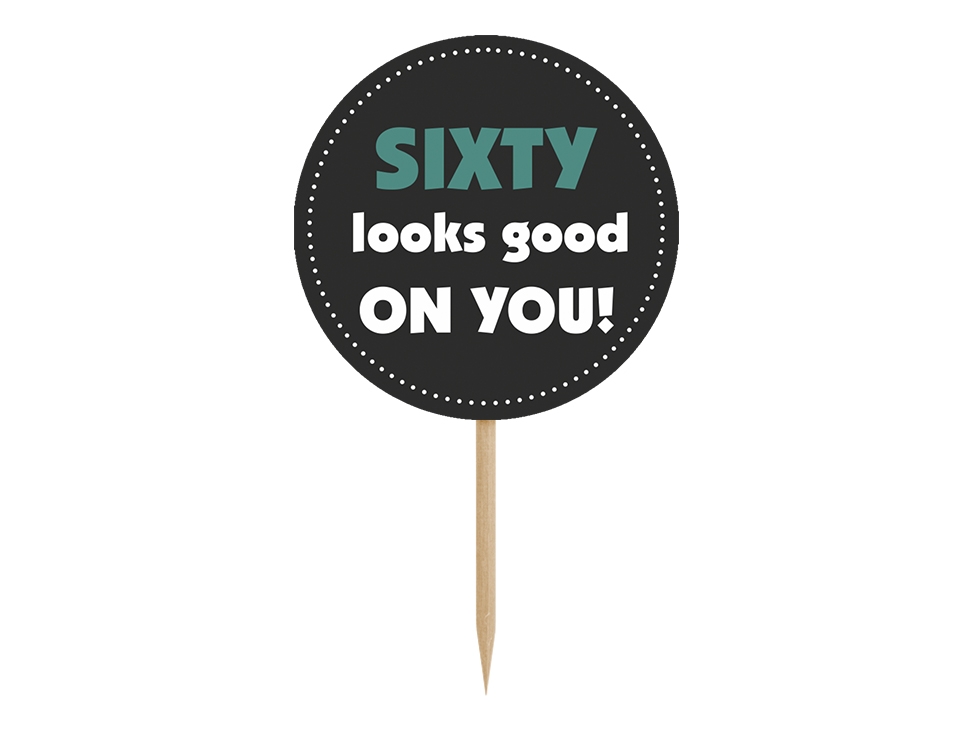 6 Cupcake Topper zum 60. Geburtstag 6 Cupcake Topper zum 60. Geburtstag