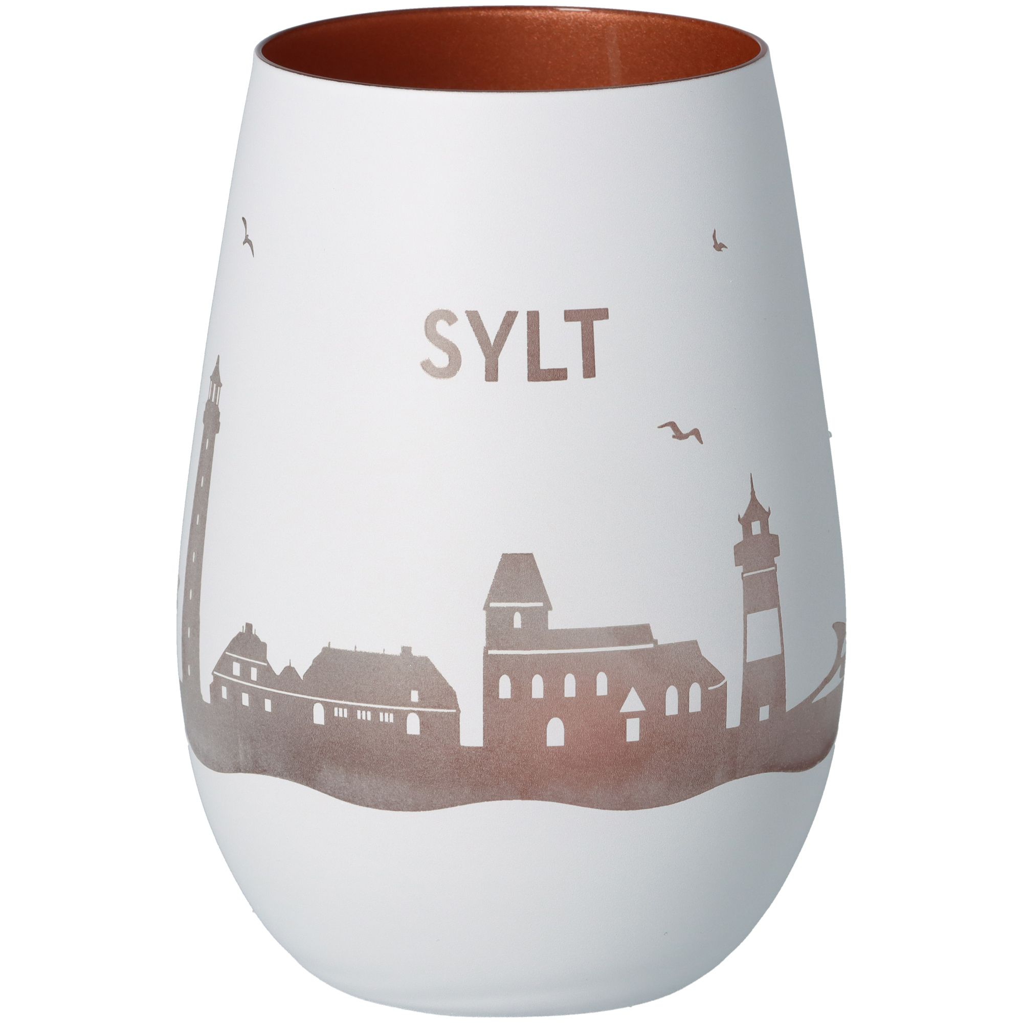 Windlicht Skyline Sylt Weiß/Bronze Töpferei, Krug, Vase, Kunst, Porzellan