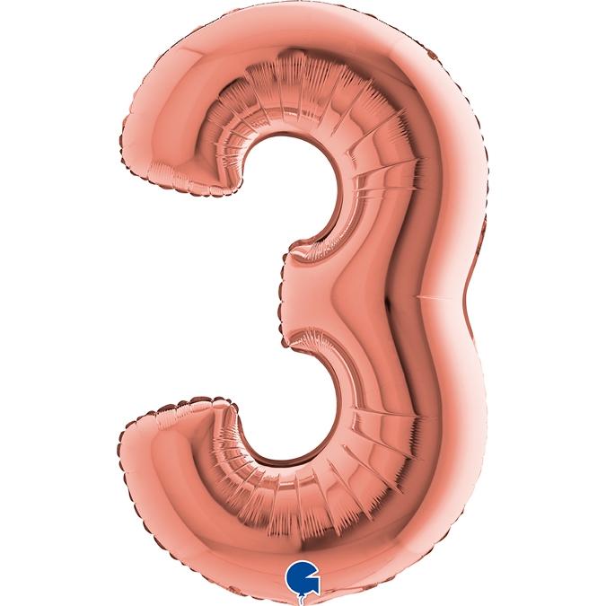 Folienballon Zahl 3 Roségold 100 cm Folienballon Zahl 3 Roségold 100 cm