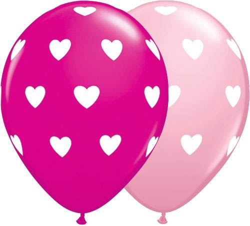 Qualatex Latexballon Big Hearts Assorted Pink & Wild Berry Ø 30cm Qualatex Latexballon Big Hearts Assorted Pink & Wild Berry Ø 30cm