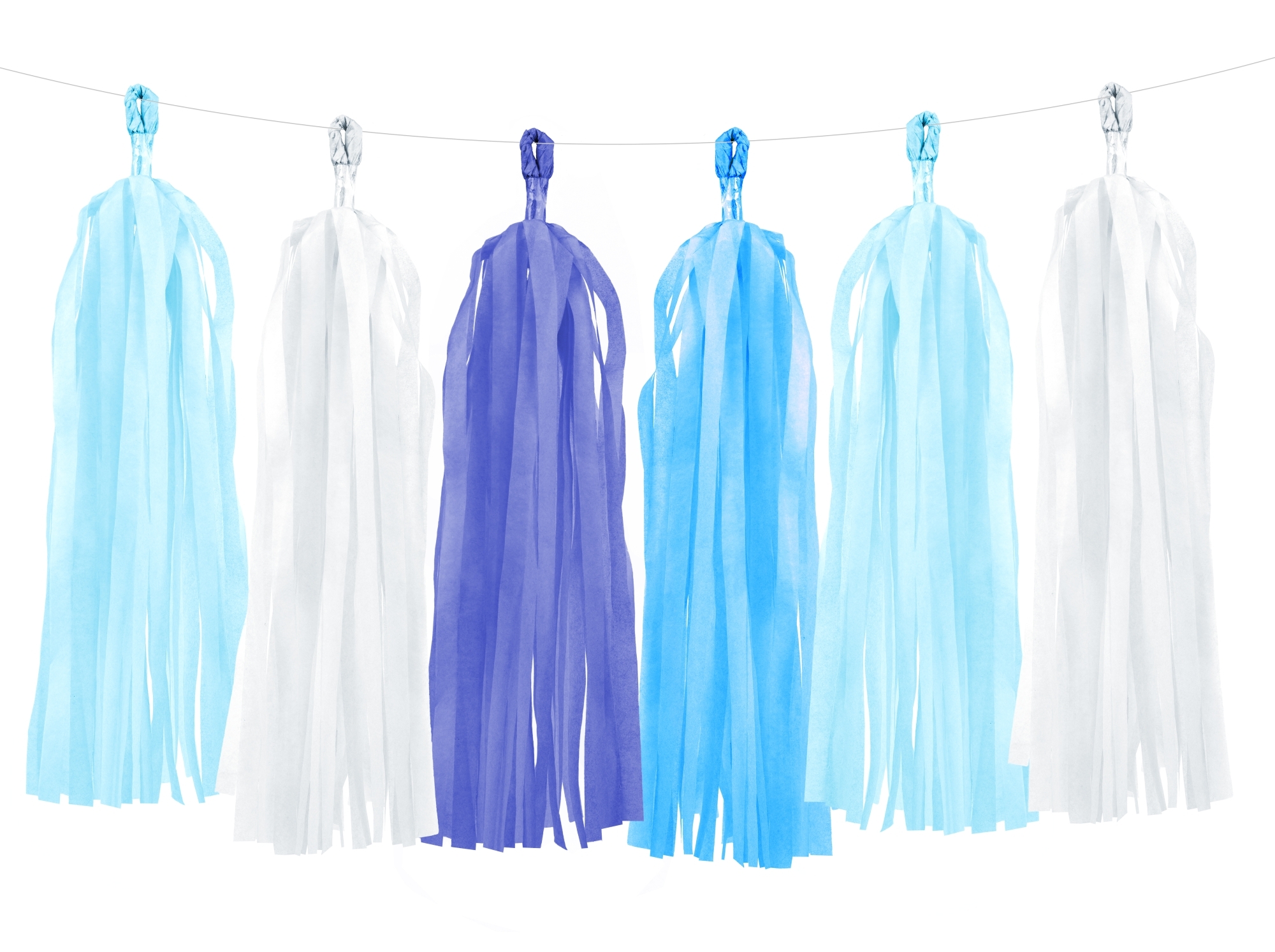 Tasselgirlande Blau, Türkis, Weiß - 12 Tassel Tasselgirlande Blau, Türkis, Weiß - 12 Tassel