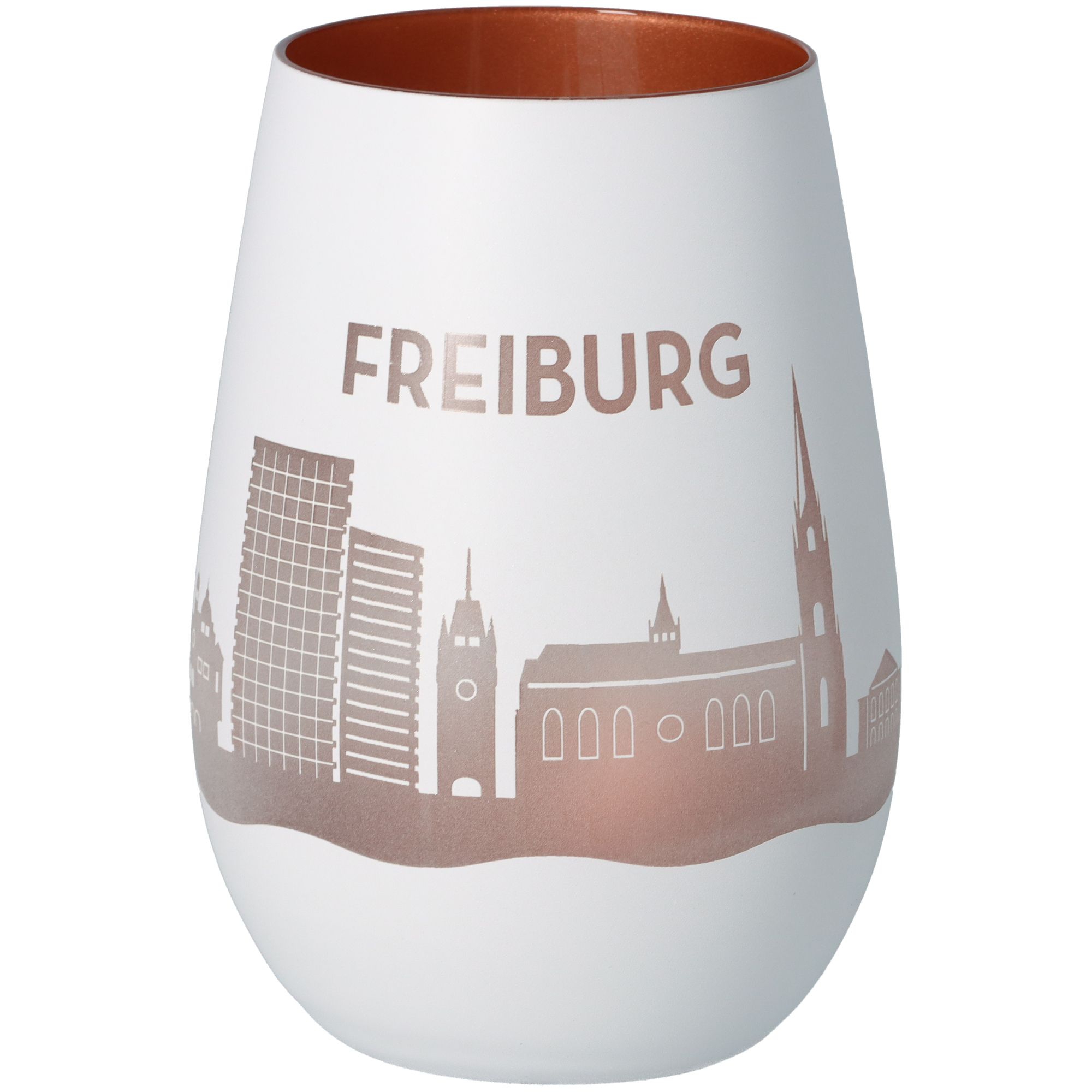 Windlicht Skyline Freiburg Weiß/Bronze Windlicht Skyline Freiburg Weiß/Bronze