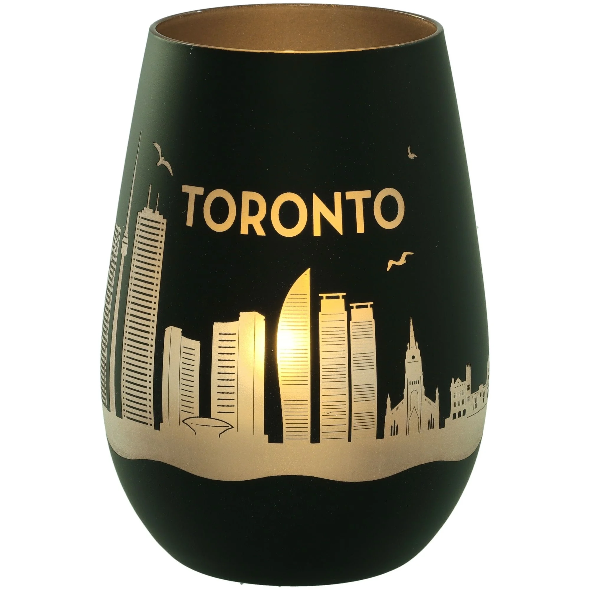 Vase, Becher, Stadt skyline, Goldfolie, schwarze Keramik