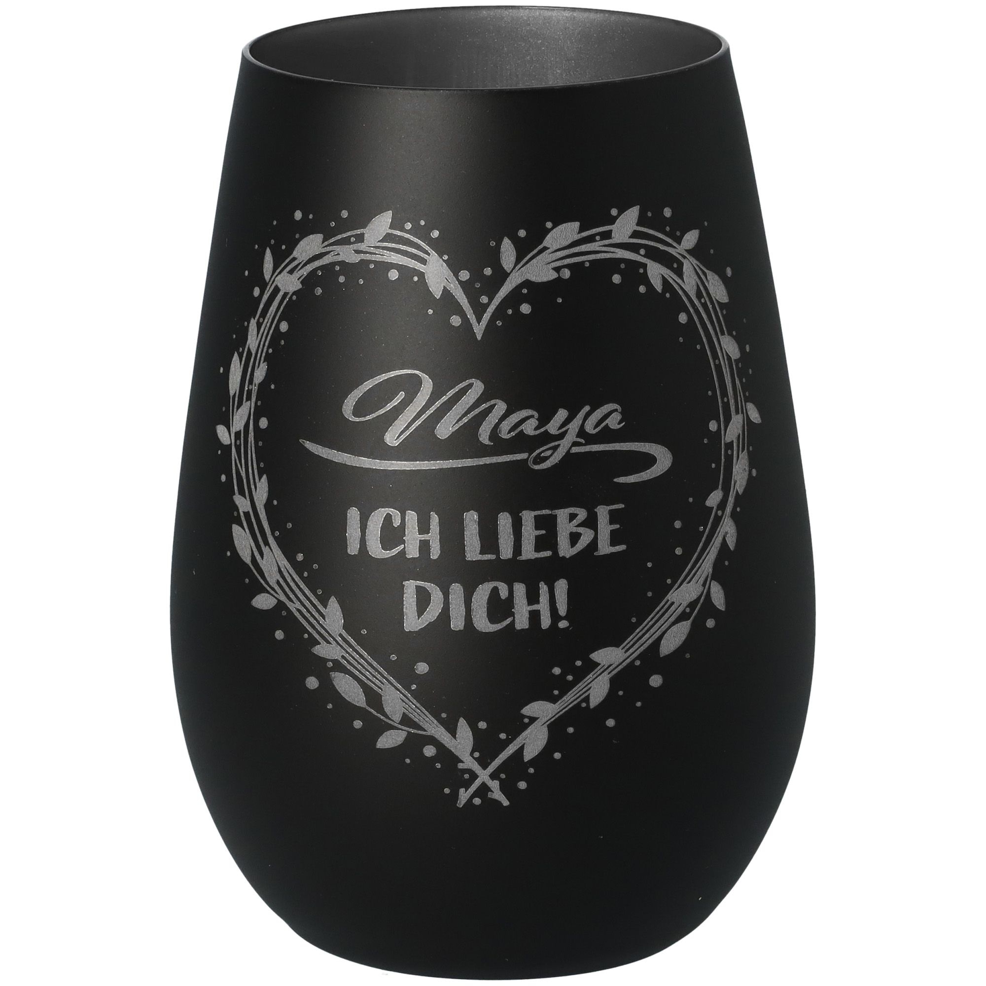 Windlicht Ich liebe dich "Name" Schwarz/Silber Windlicht Ich liebe dich "Name" Schwarz/Silber