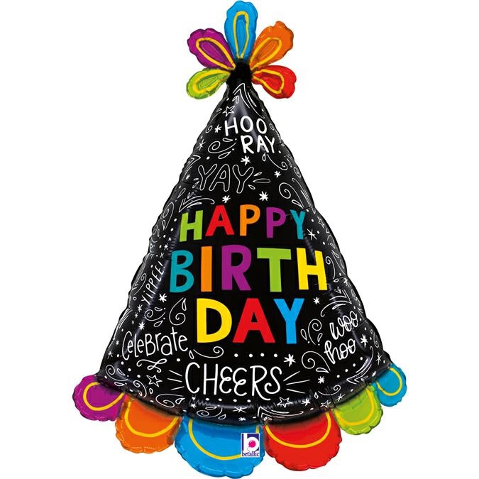 Folienballon "Happy Birthday" Partyhut 79cm