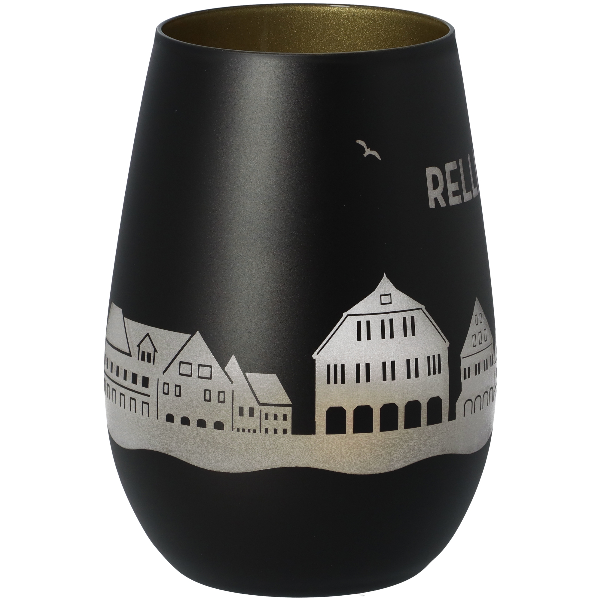 Windlicht Skyline Rellingen Schwarz/Gold