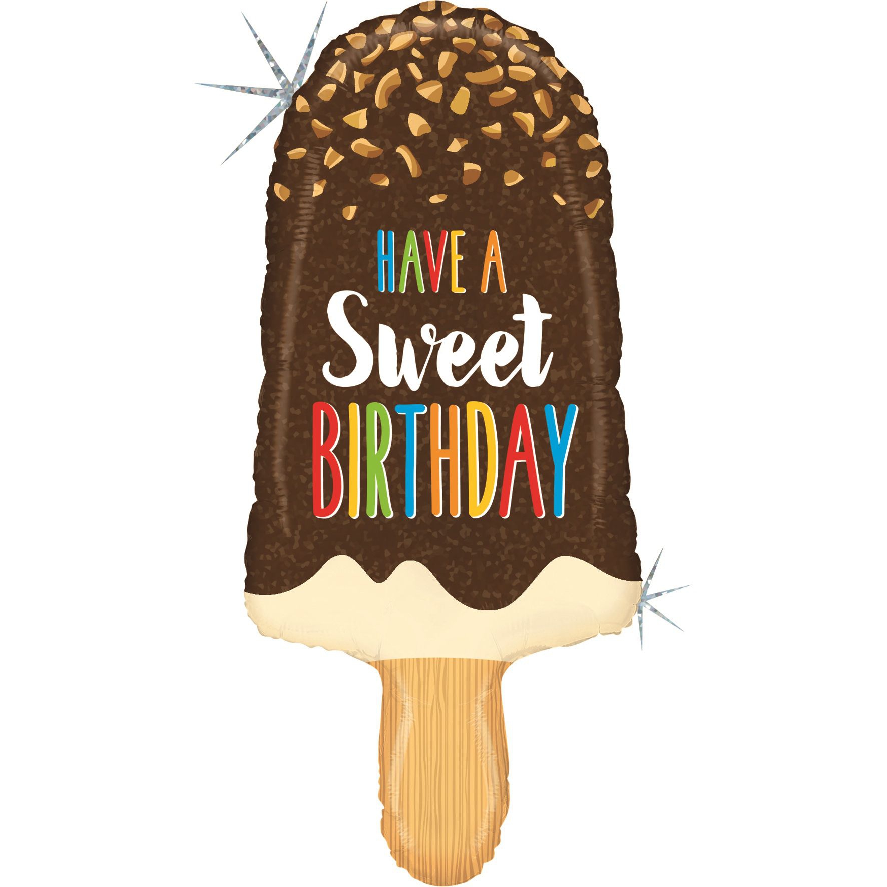 Folienballon Birthday Ice Cream Holo 90 cm Sahne, Nachtisch, Essen, Eiscreme, Eis-Pop