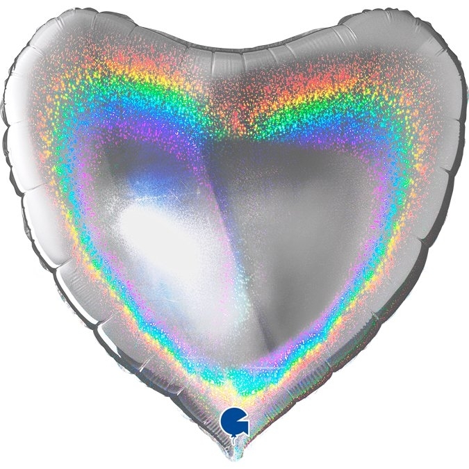Folienballon "Herz" Holographic Silber, 90cm