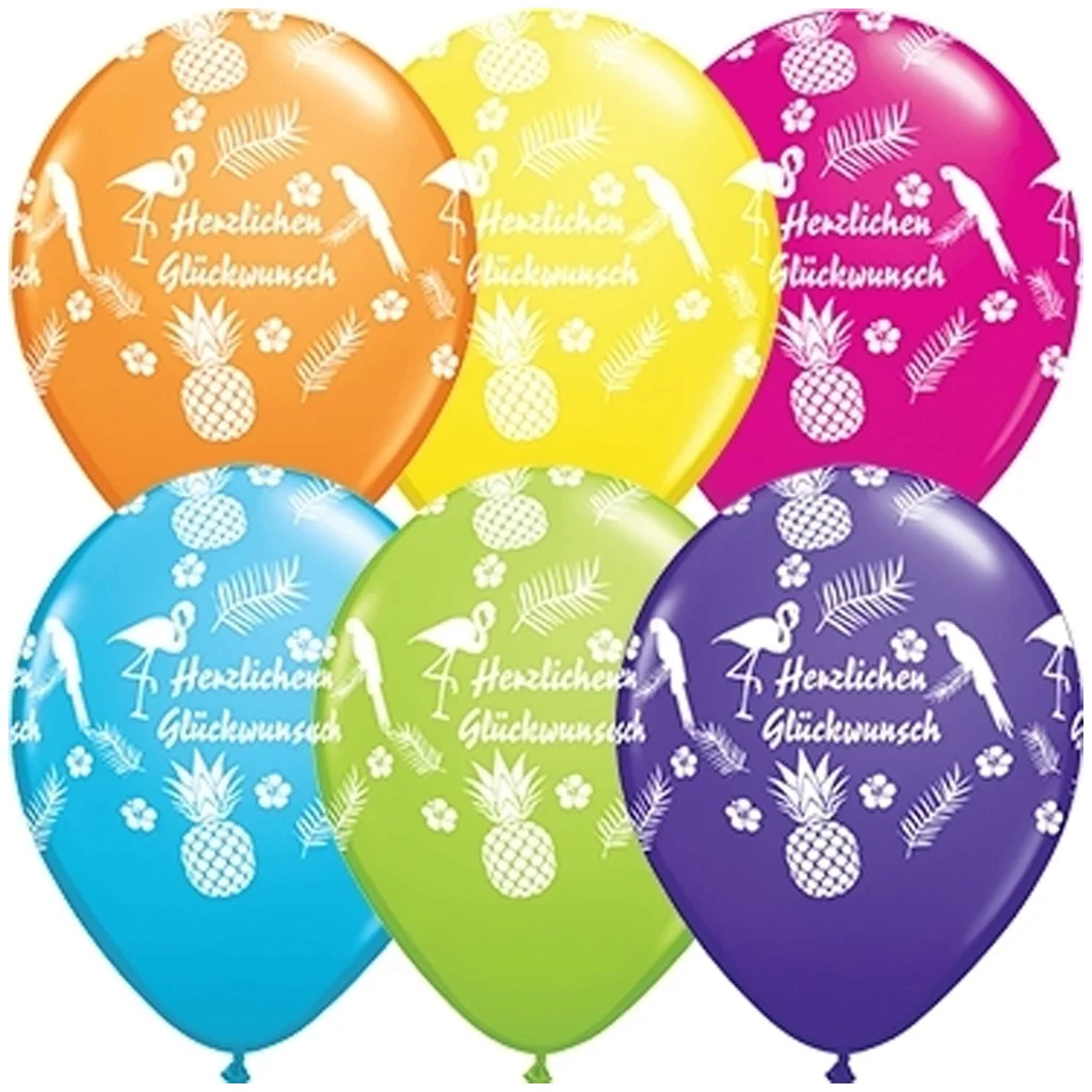 Ballons, Ananas Muster, Mehrfarbig, Fröhliche Ballons, Herzlichen Glückwunsch