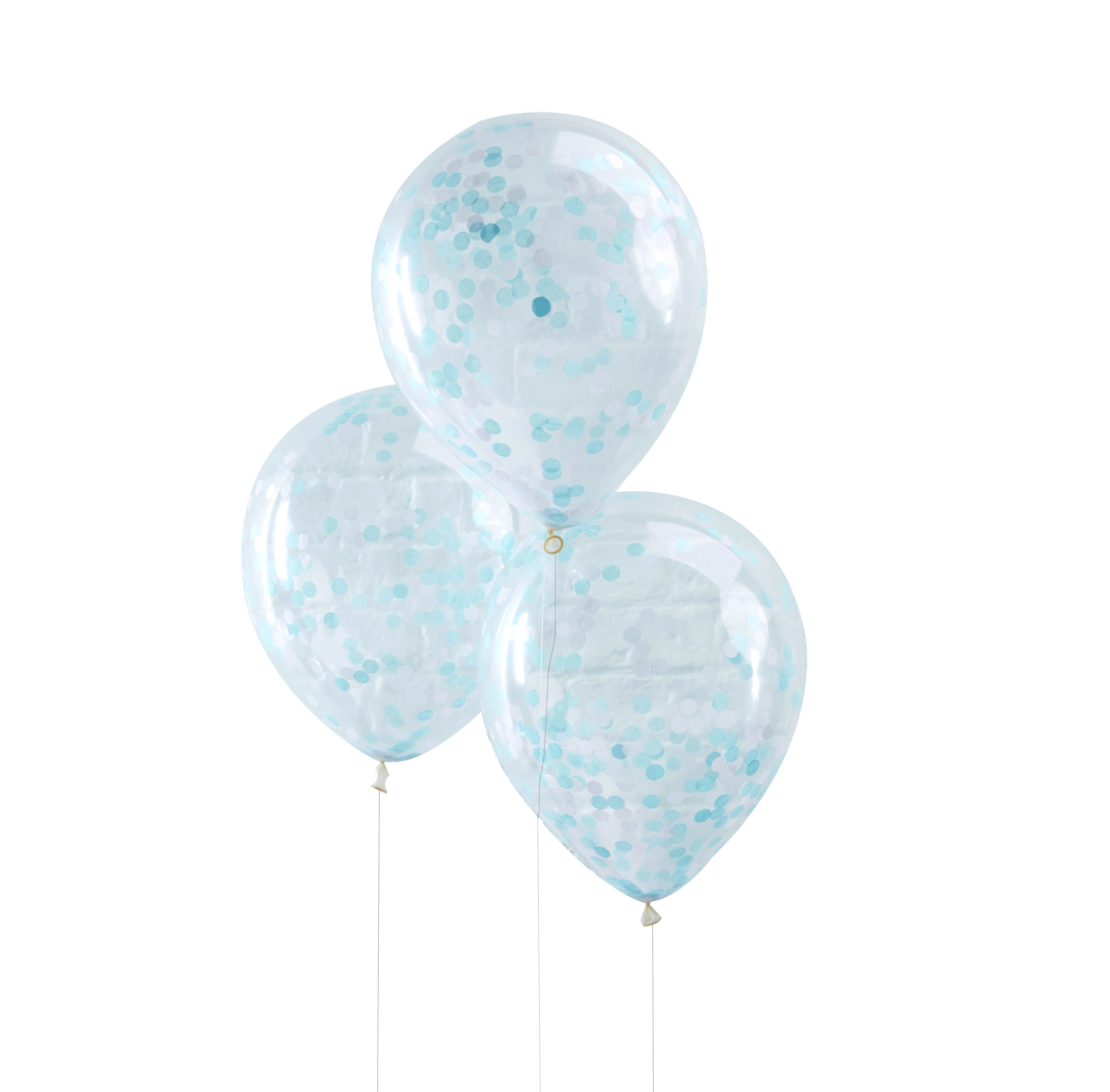 Pick and Mix - 5 Latexballons mit blauem Konfetti Ø 30cm