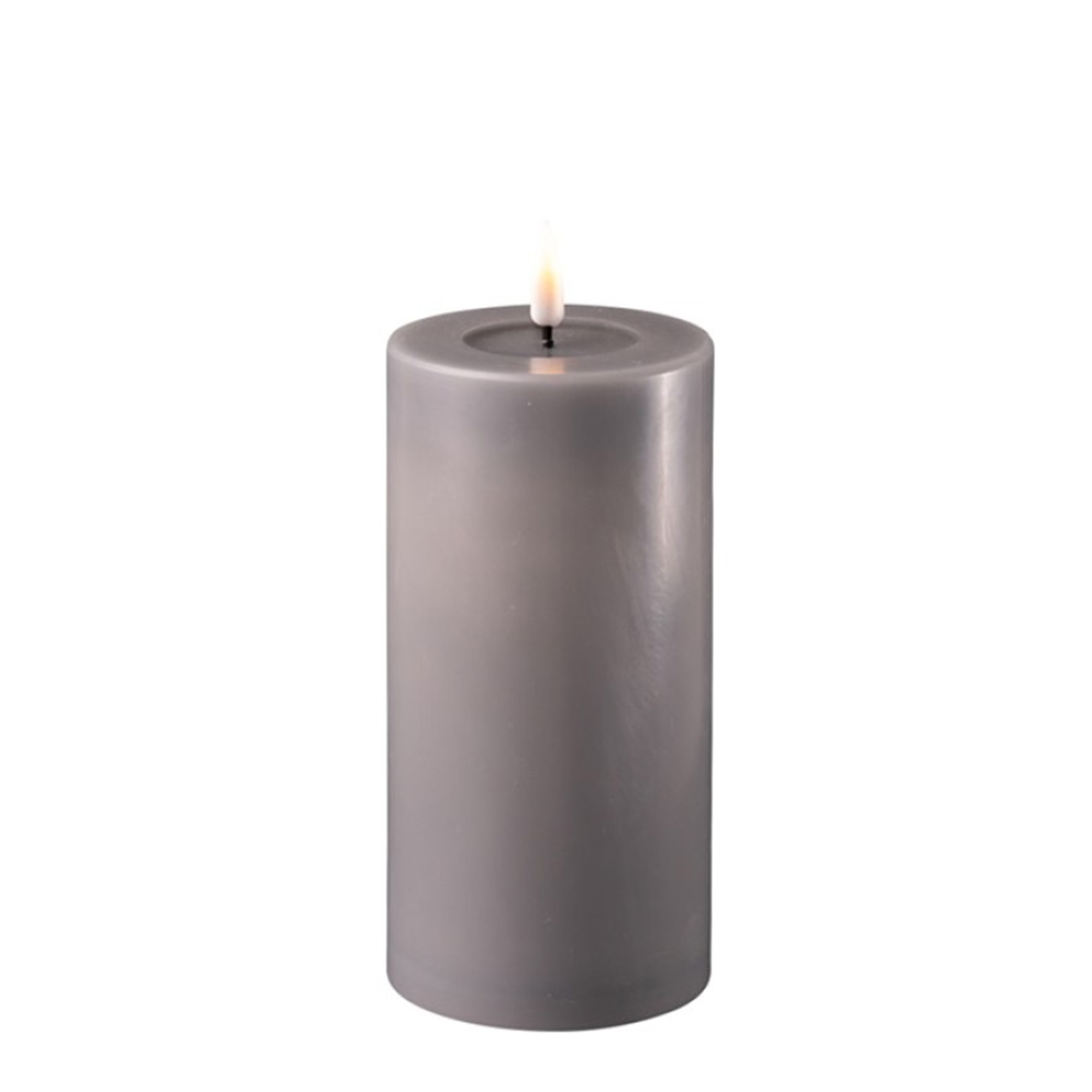 Deluxe - LED Stumpenkerzen Grau 7,5 Øx15 cm