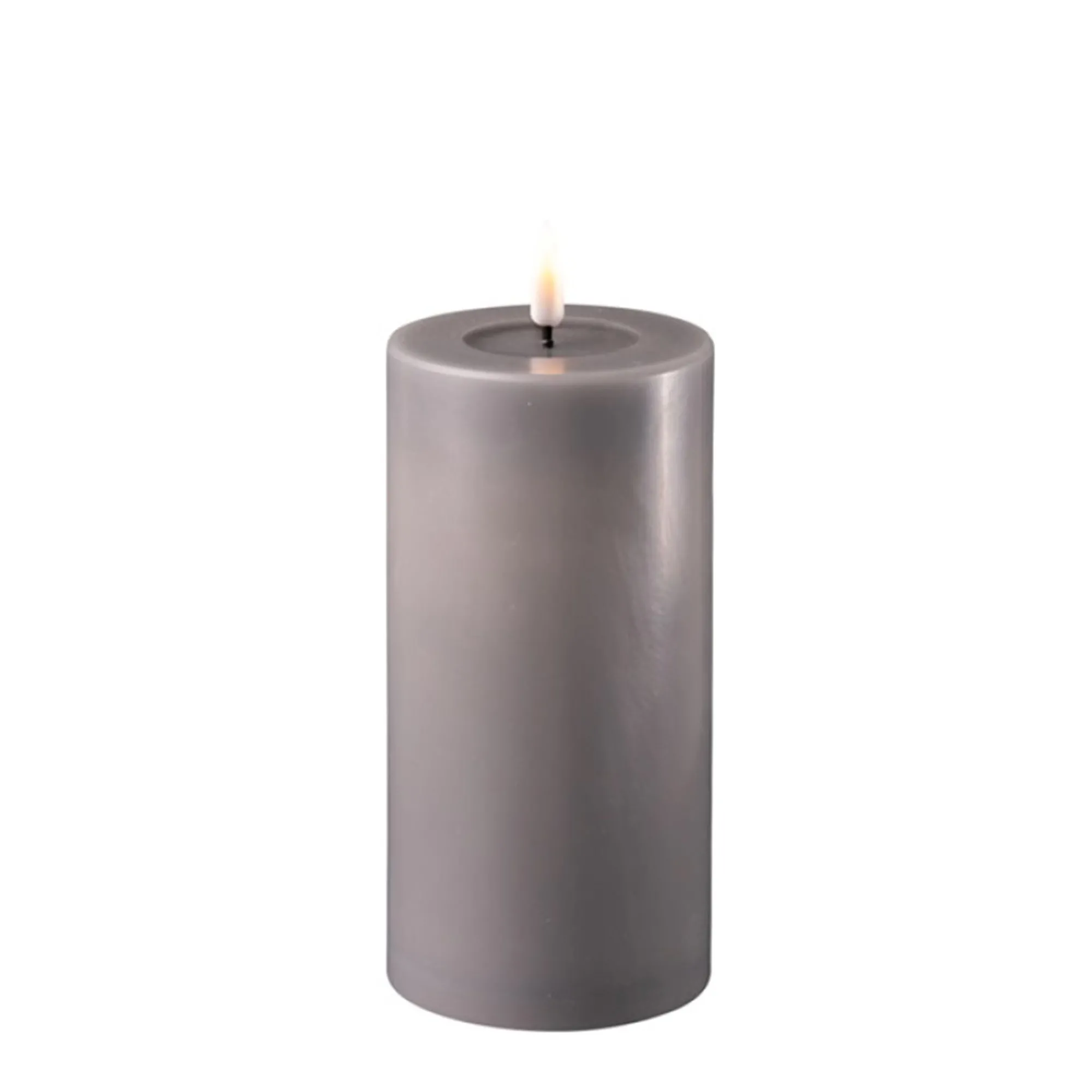Deluxe - LED Stumpenkerzen Grau 7,5 Øx15 cm
