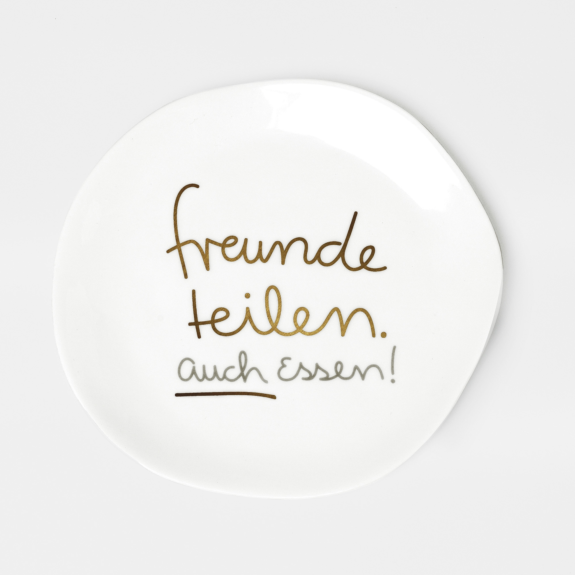 RÀder Design - Kleiner Teller "Freunde teilen auch Essen" Porzellan, Töpferei, Mahlzeit, Teller, Gericht