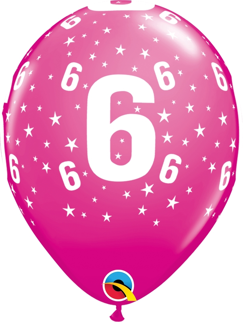 Qualatex Latexballon 6. Geburtstag verschiedene Farben Ø 30cm