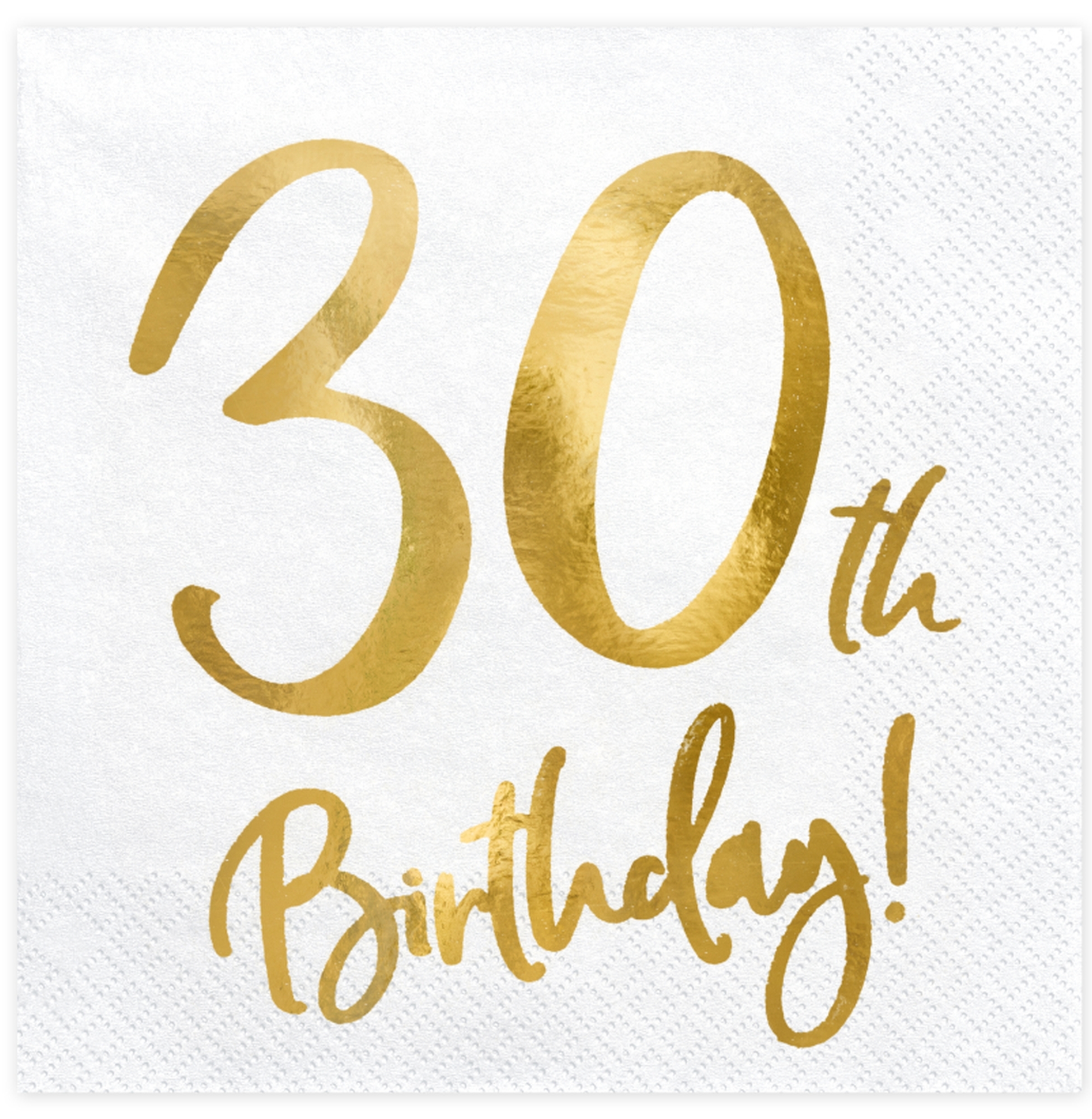 20 Servietten - 30th Birthday - Weiß / Gold