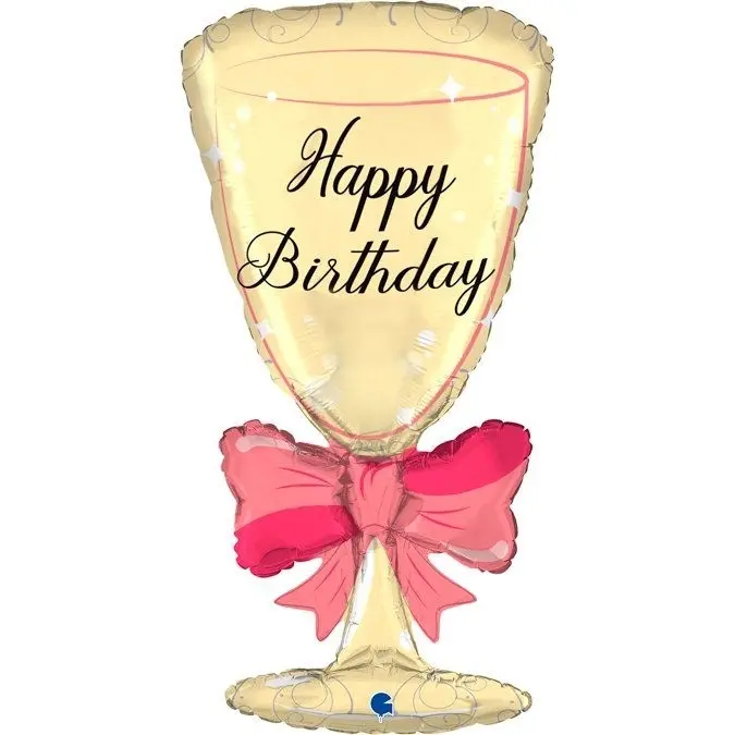 Folienballon Happy Birthday "Sektglas" 75cm