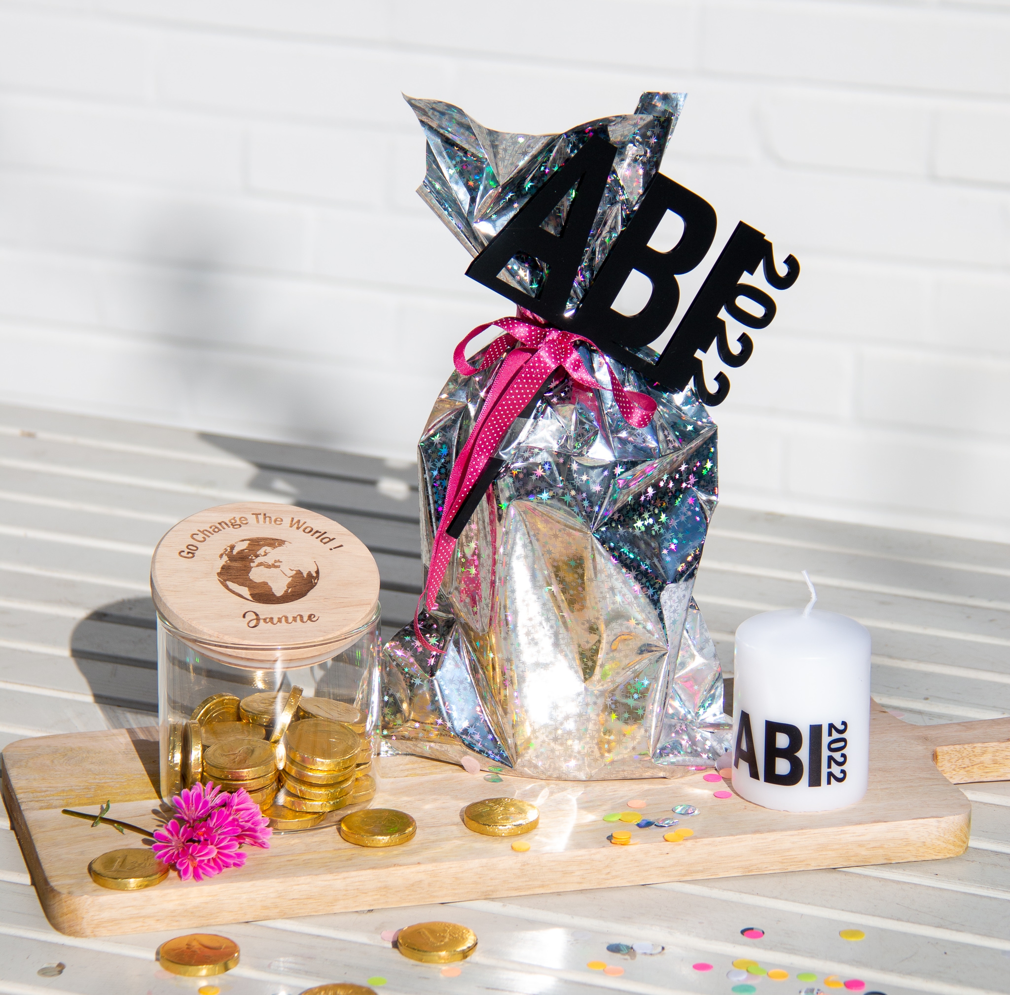 Geschenkglas Go Change The World! "Name" 530 ml
