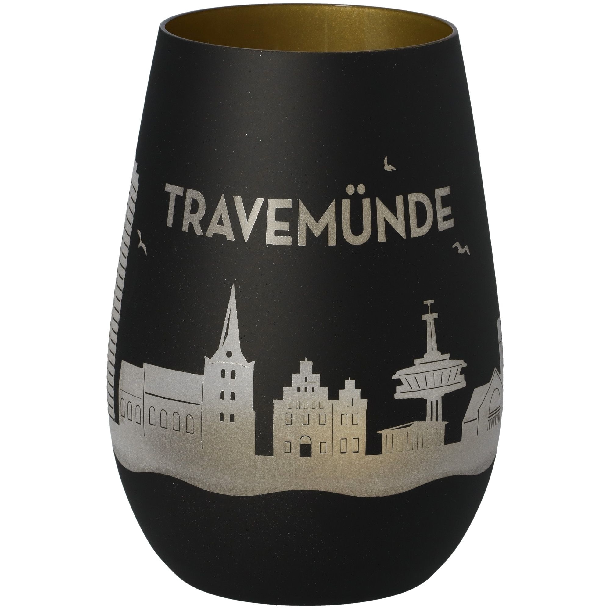 Windlicht Skyline Travemünde Schwarz/Gold Windlicht Skyline Travemünde Schwarz/Gold