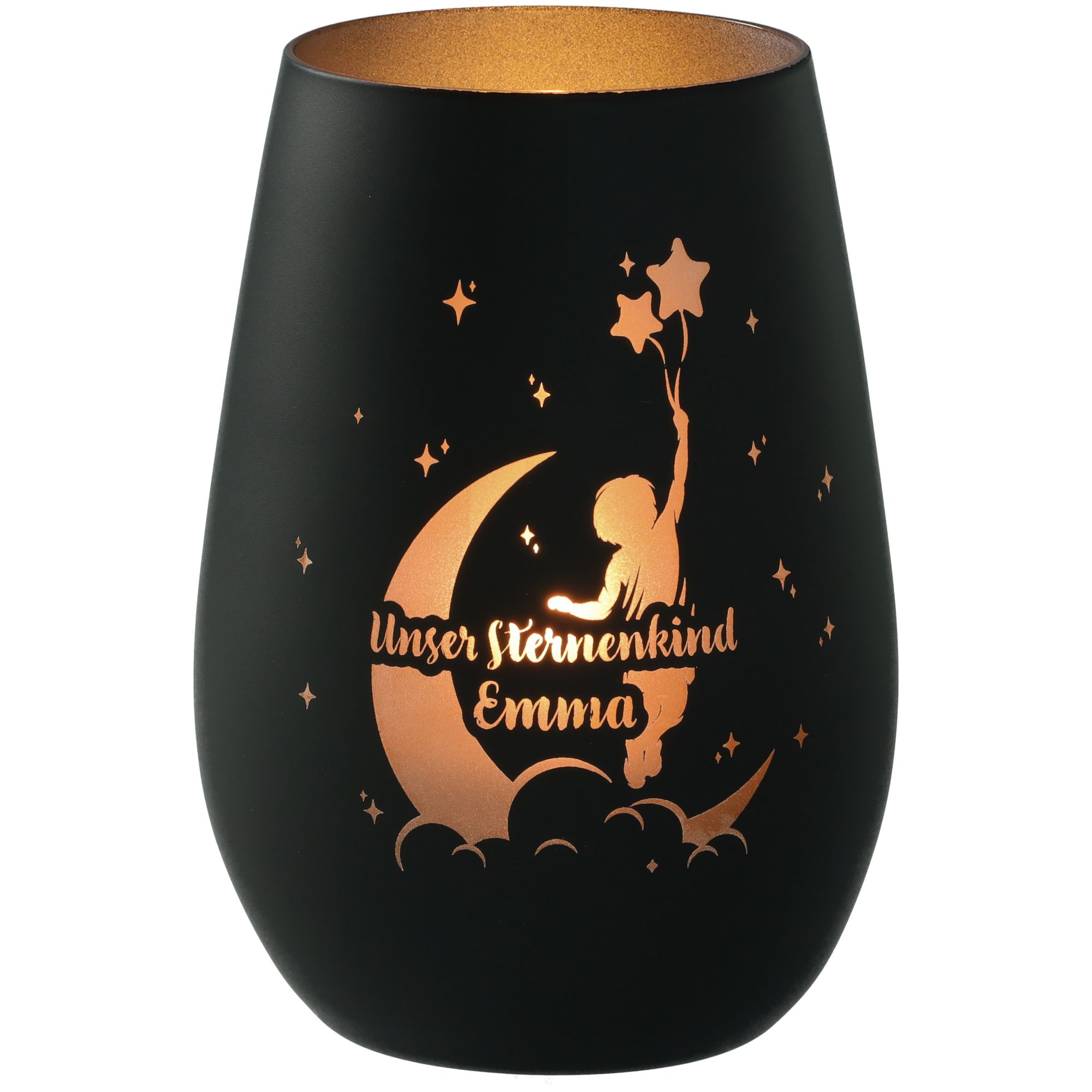 Windlicht Unser Sternenkind Schwarz/Silber "Name" Windlicht Unser Sternenkind Schwarz/Silber "Name"