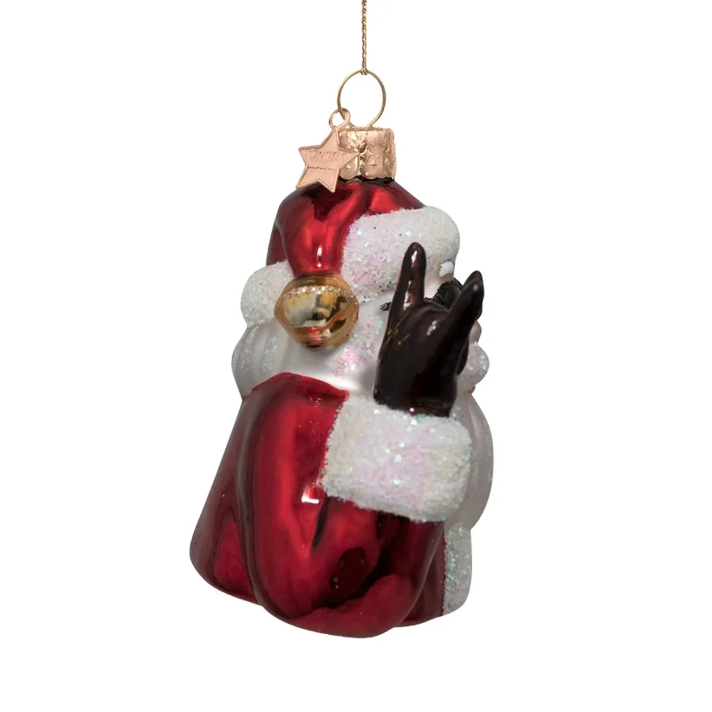 Weihnachtsbaumschmuck, Glasornament, Santa, Roter Mantel, Glitzer