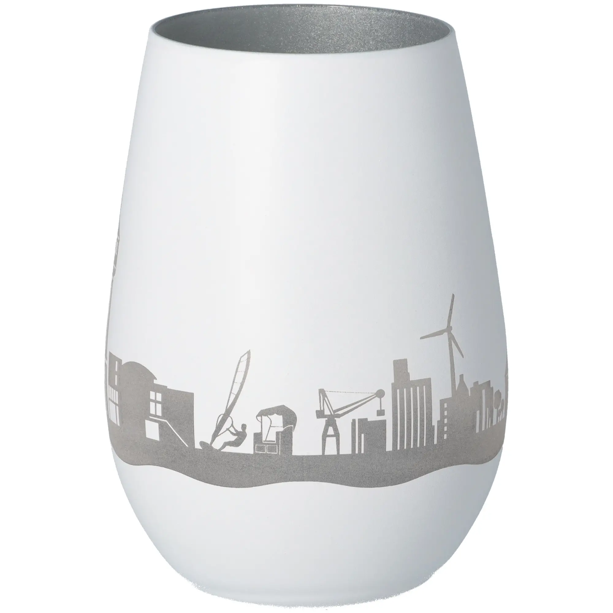 Windlicht Skyline Husum Weiß/Silber