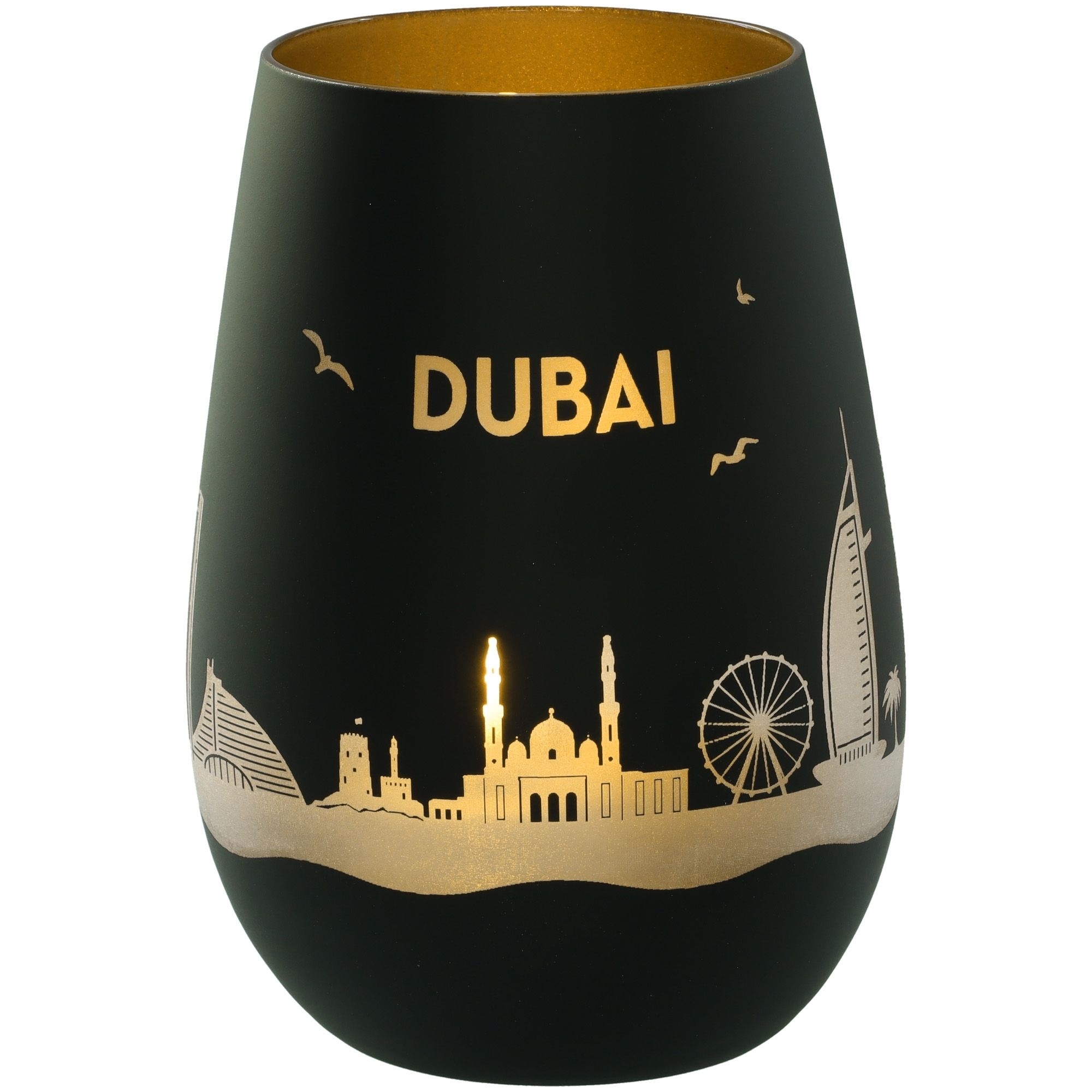 Windlicht Skyline Dubai Schwarz/Gold Töpferei, Krug, Tasse