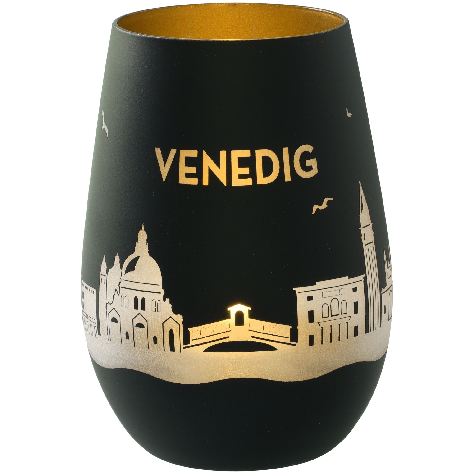 Windlicht Skyline Venedig Schwarz/Gold Töpferei, Krug