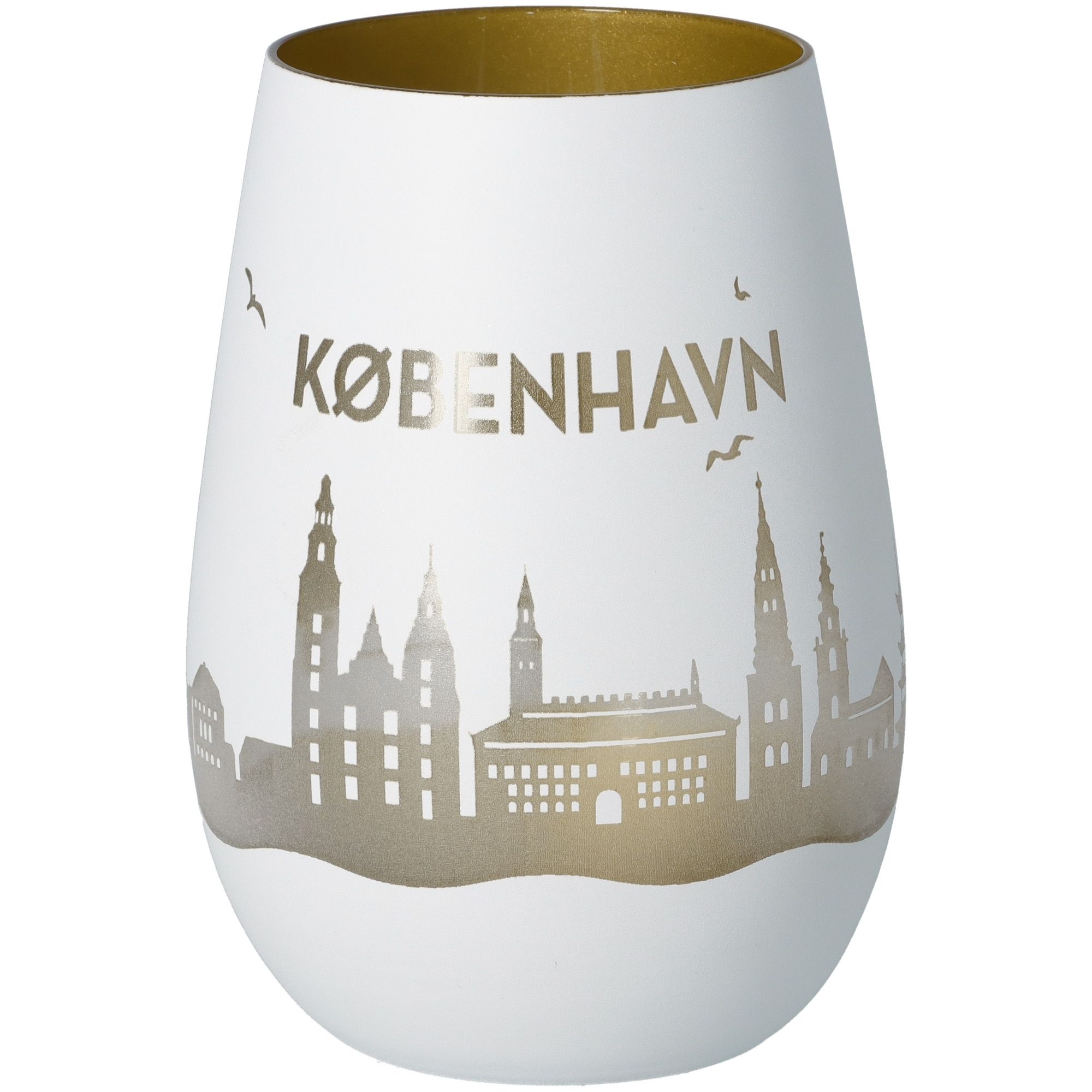 Windlicht Skyline Kopenhagen Weiß/Gold Töpferei, Krug