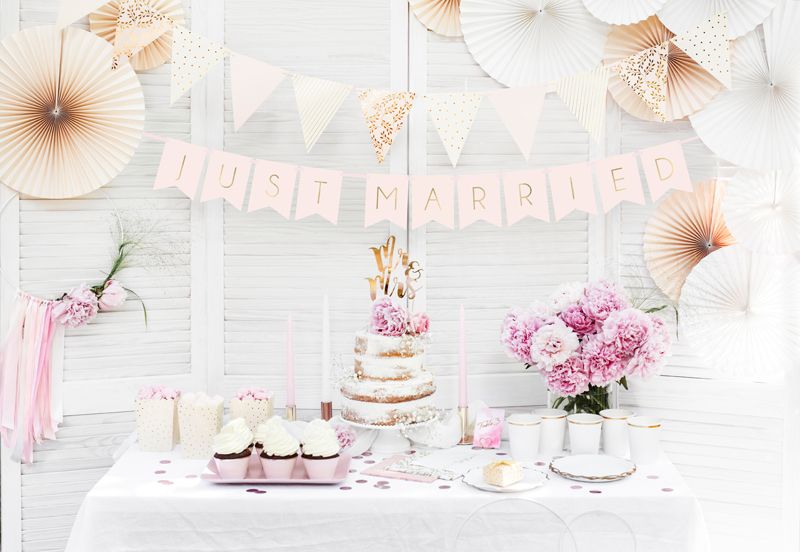 Girlande "Just Married", Rosa/Gold