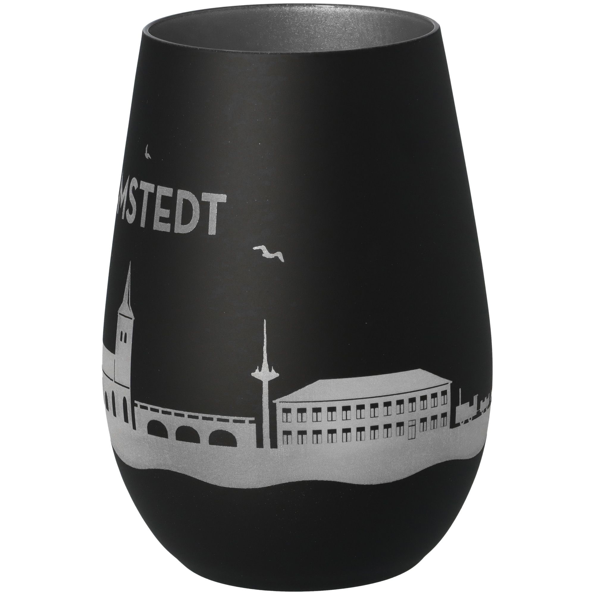 Windlicht Skyline Bad Bramstedt Schwarz/Silber Krug, Töpferei, Vase