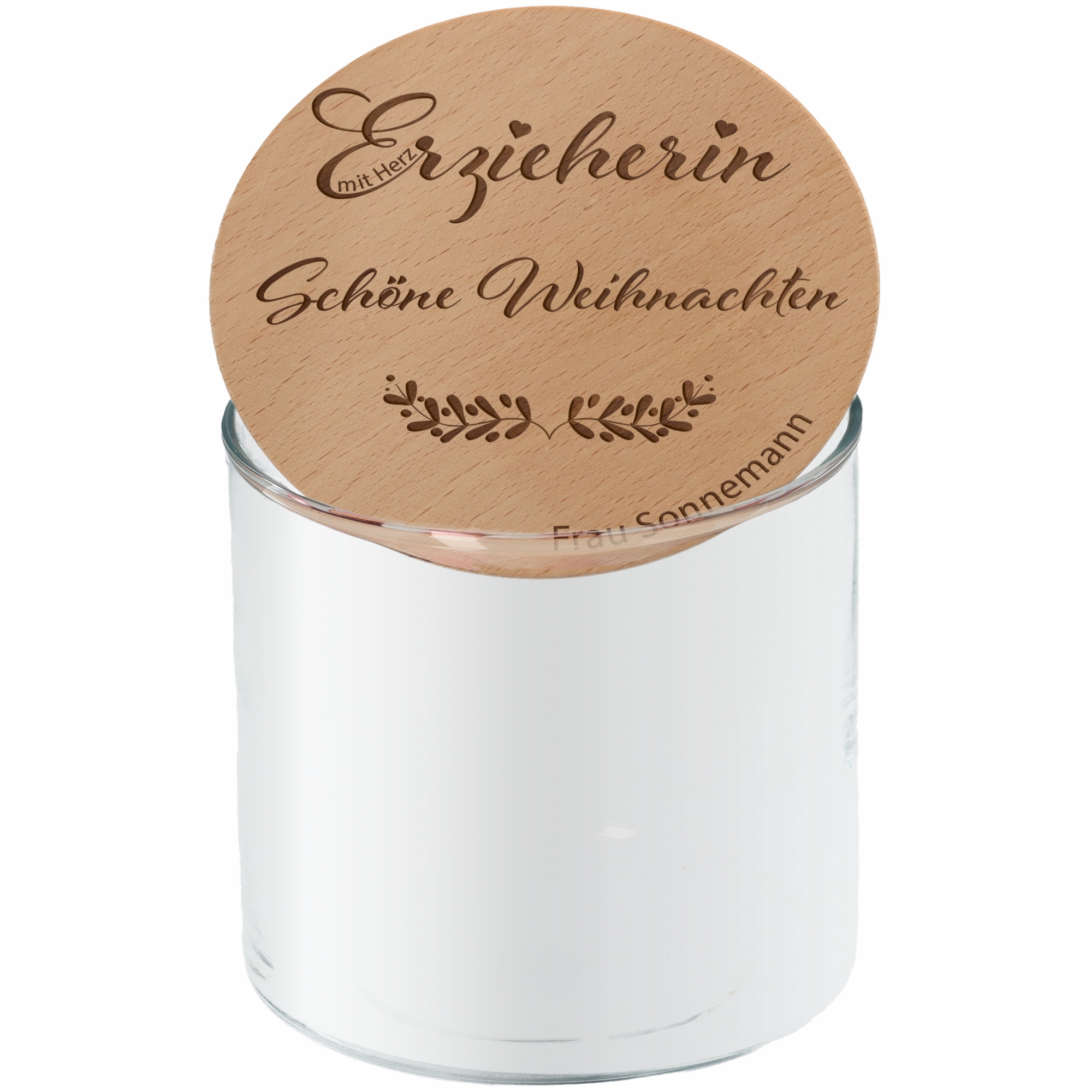 e672c66aa48d75033ccf22567a5509e3d0e9251f Geschenkglas Erzieherin mit Herz Schöne Weihnachten "Name" 530ml