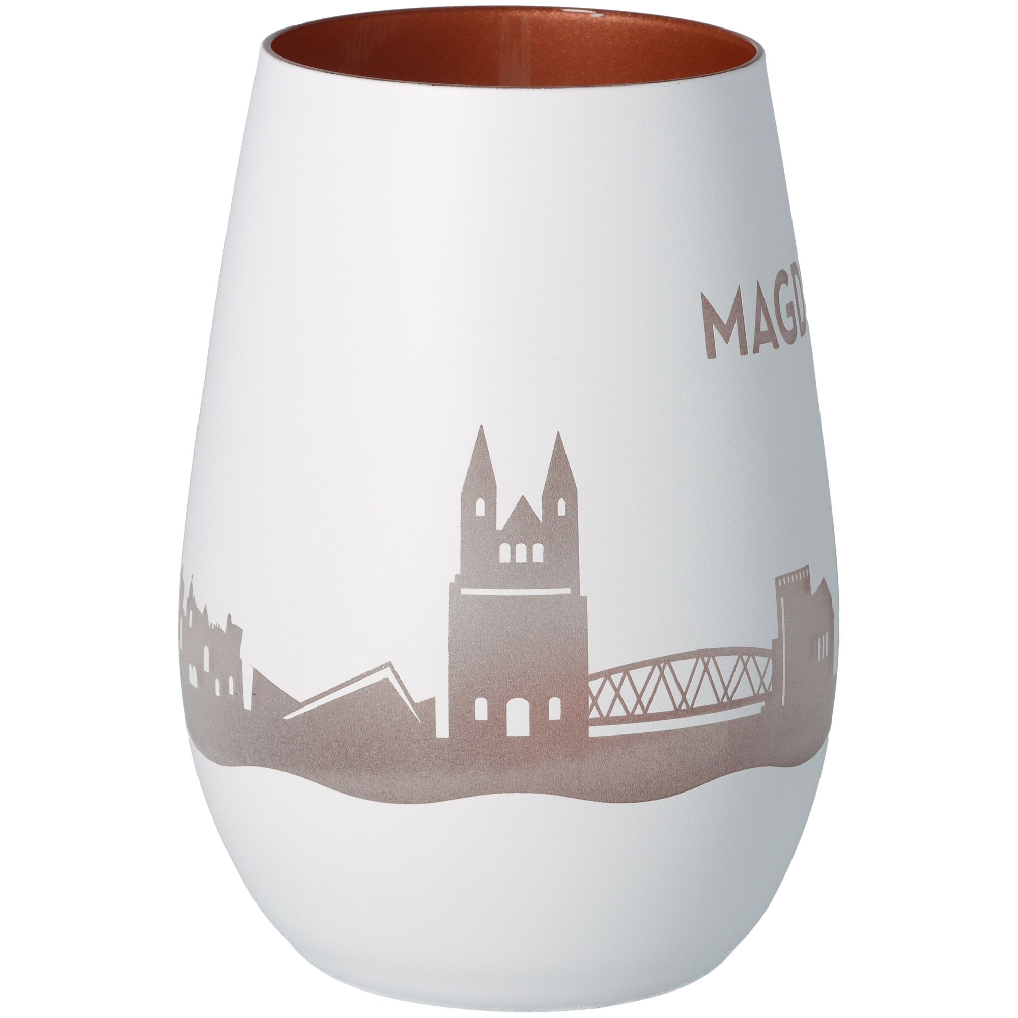 Windlicht Skyline Magdeburg Weiß/Bronze Windlicht Skyline Magdeburg Weiß/Bronze