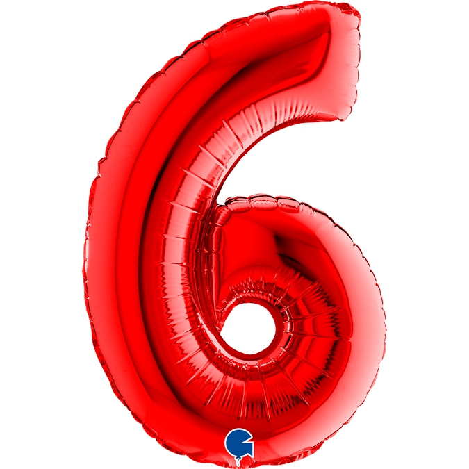 Folienballon Zahl "6" Rot, zur Luftbefüllung, 35 cm Folienballon Zahl "6" Rot, zur Luftbefüllung, 35 cm
