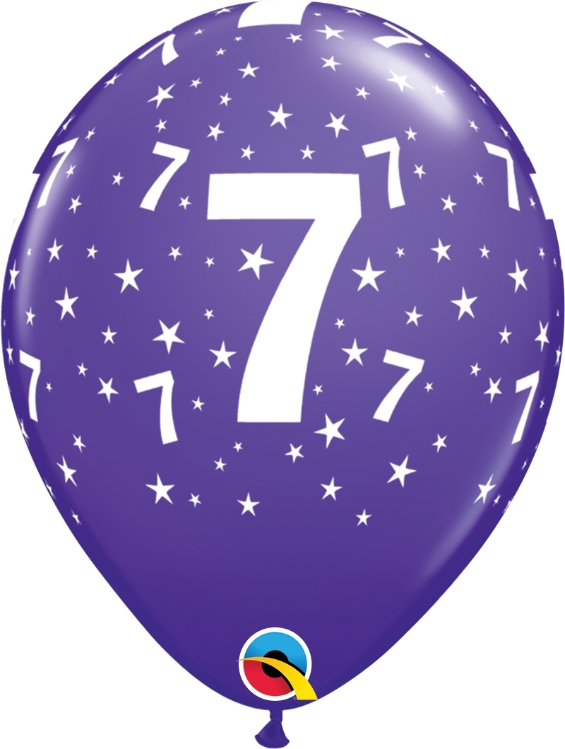 Qualatex Latexballon 7. Geburtstag verschiene Farben Ø 30cm