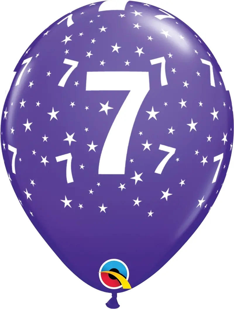 Qualatex Latexballon 7. Geburtstag verschiene Farben Ø 30cm