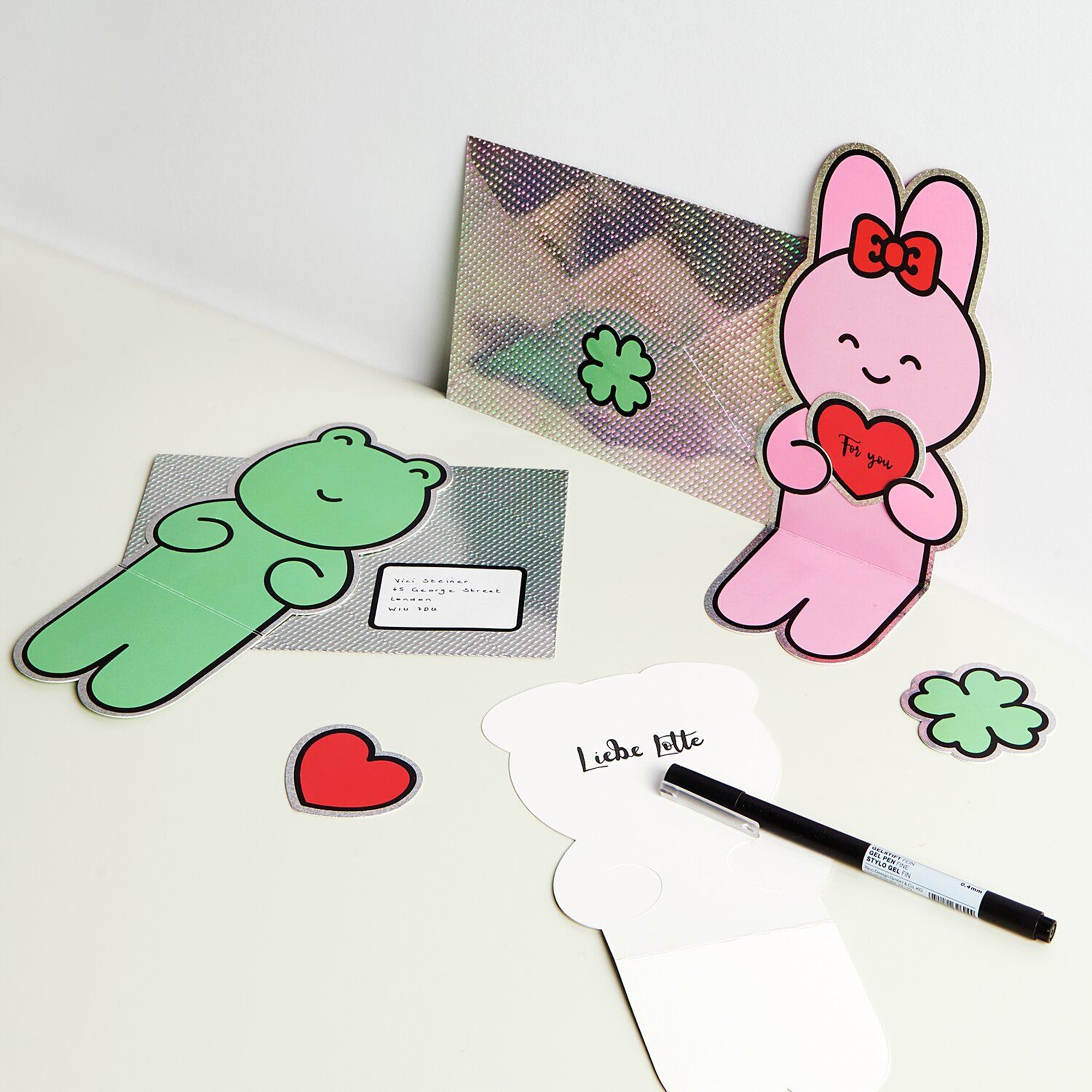 Kartenset "Chingu" Formgestanzt Stift