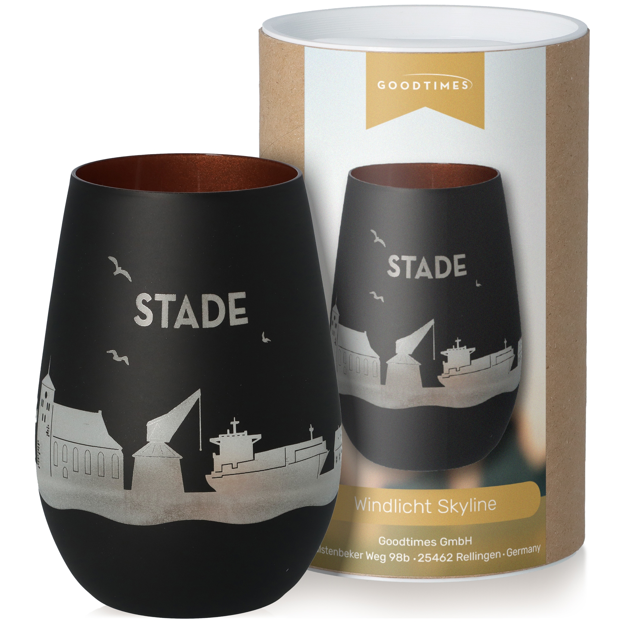 Windlicht Skyline Stade Schwarz/Bronze Krug, Töpferei, Vase