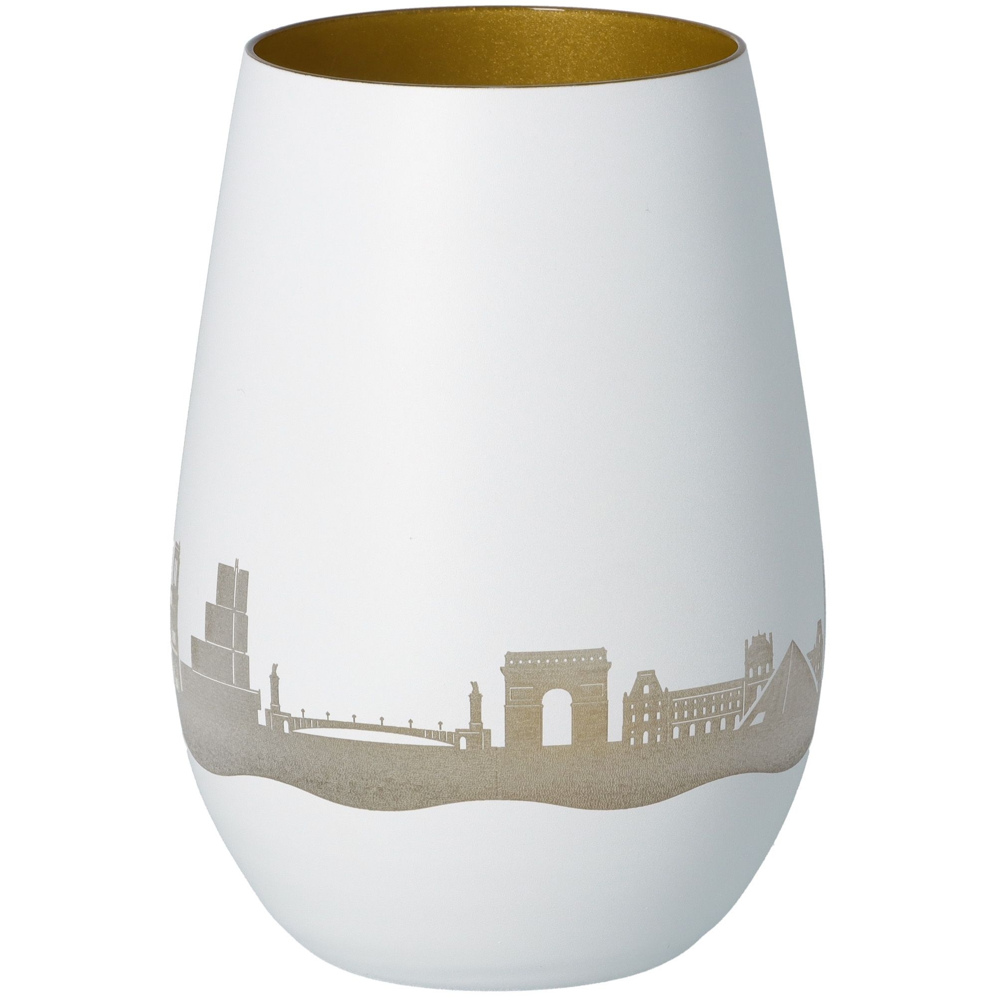 Windlicht Skyline Paris Weiß/Gold Töpferei, Krug, Lampe, Porzellan, Vase