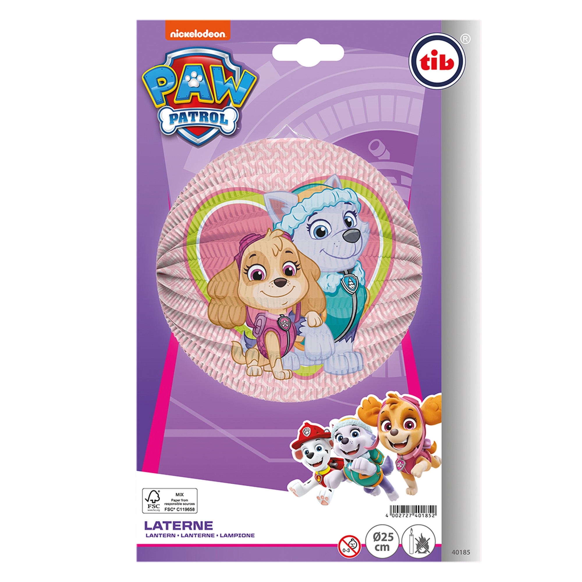 Laterne "Paw Patrol Skye & Everest" rund, 25 cm Laterne "Paw Patrol Skye & Everest" rund, 25 cm