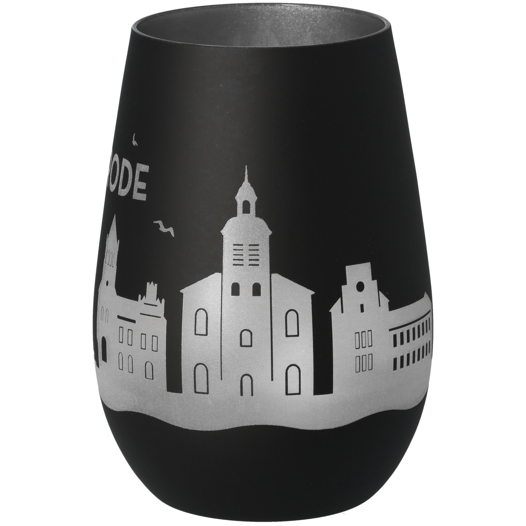 Windlicht Skyline Walsrode Schwarz/Silber