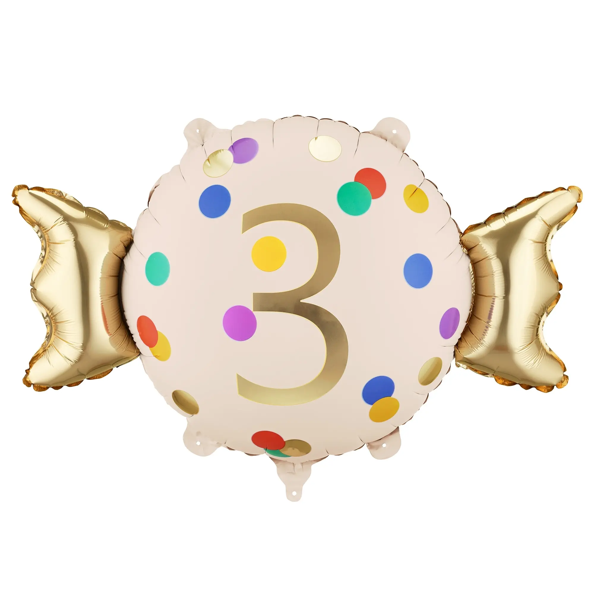 balloon, 3 Jahre, Geburtstag, rund, Konfetti