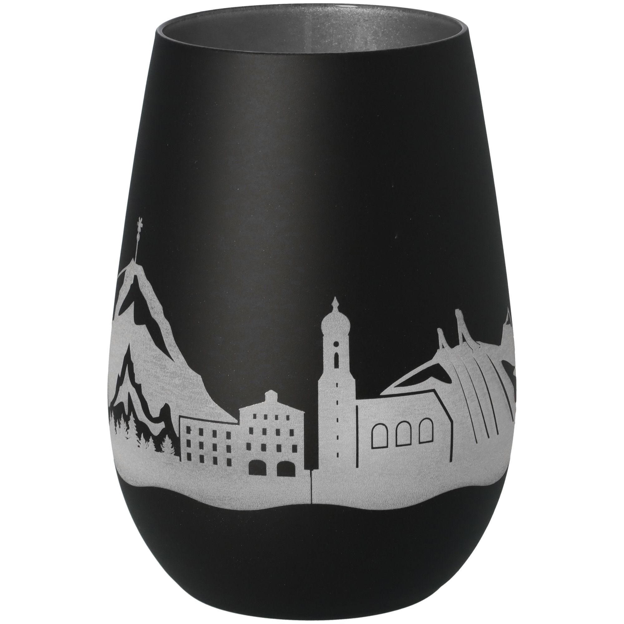 Windlicht Skyline Garmisch-Partenkirchen Schwarz/Silber Töpferei, Krug, Lampe